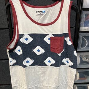 Tony Hawk White Blue Stripe Tank Top Used Large